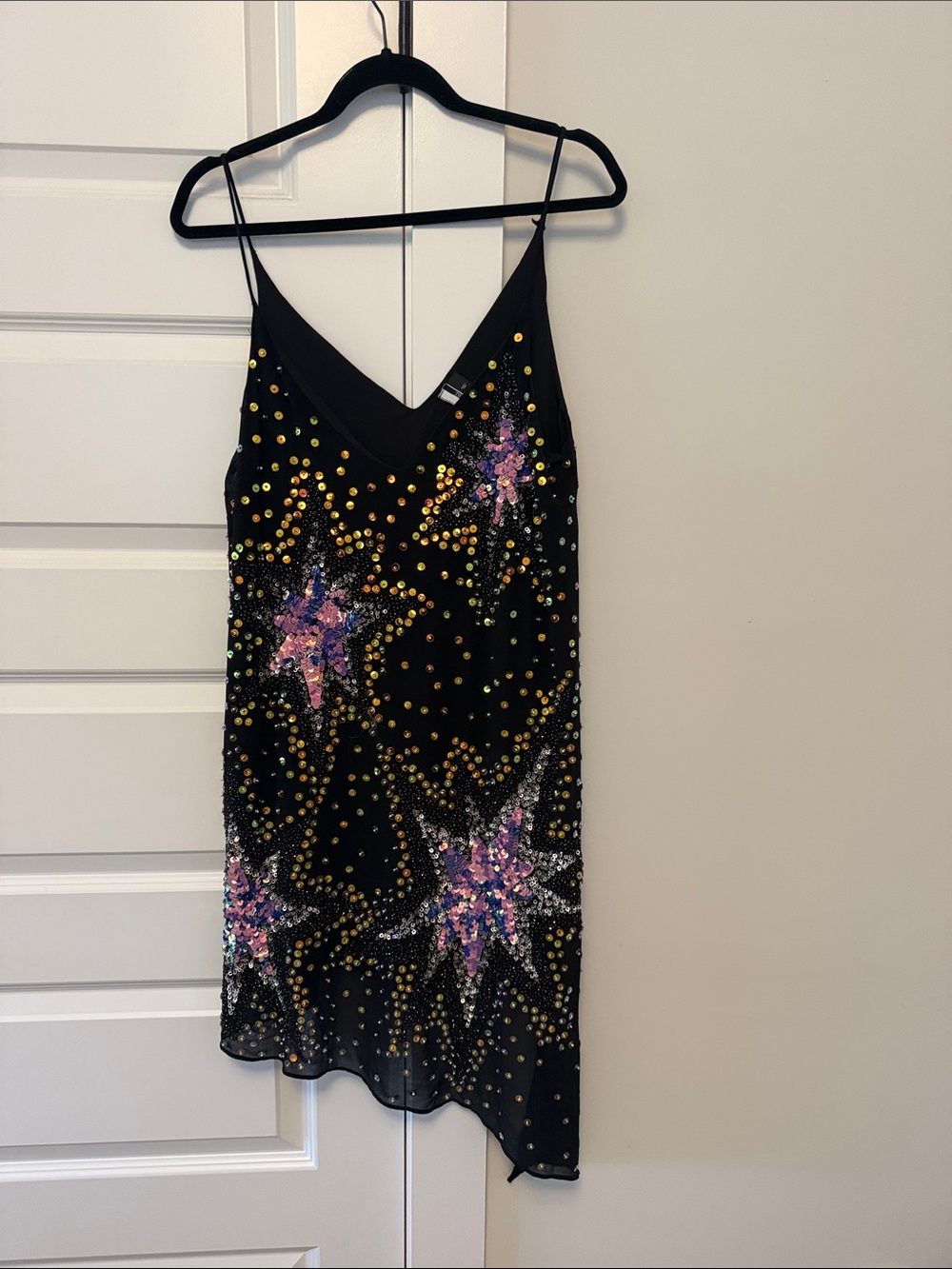 Topshop Black Sequin Star Slip Mini Dress